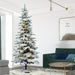 10'Hx55"W Flocked Slim Utica Fir Artificial Christmas Tree, LED Pre-Lit -White/Green - A895086LED
