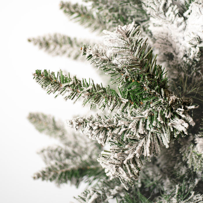 7'6"Hx43"W Flocked Slim Utica Fir Artificial Christmas Tree, Unlit -White/Green - A895075