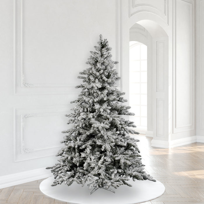 6'6"Hx59"W Flocked Utica Fir Artificial Christmas Tree, Unlit -White/Green - A895165