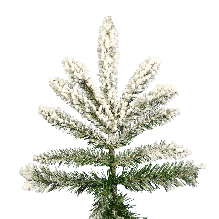 4'6"Hx41"W Flocked Utica Fir Artificial Christmas Tree, Unlit -White/Green - A895145