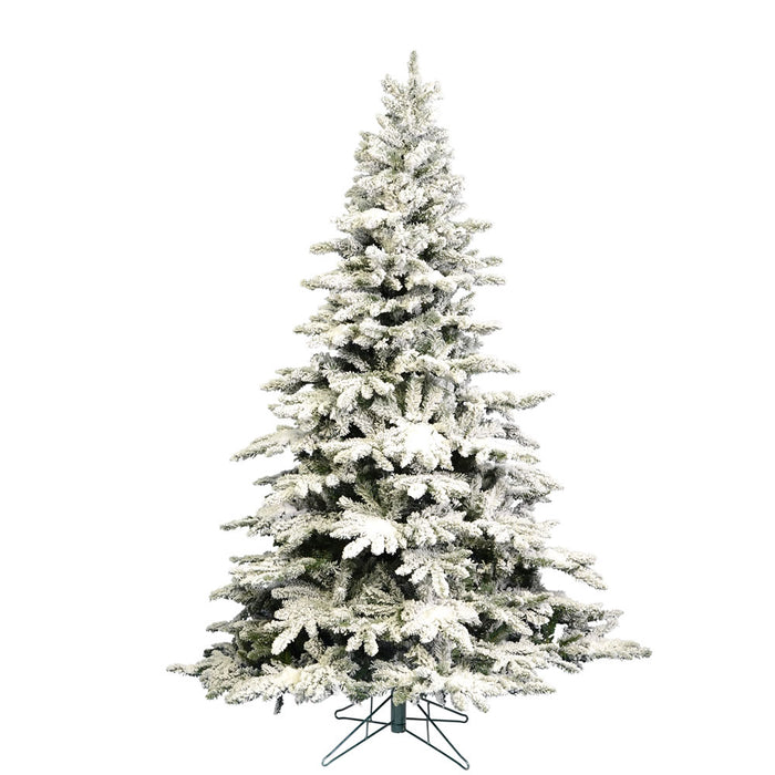 6'6"Hx59"W Flocked Utica Fir Artificial Christmas Tree, Unlit -White/Green - A895165