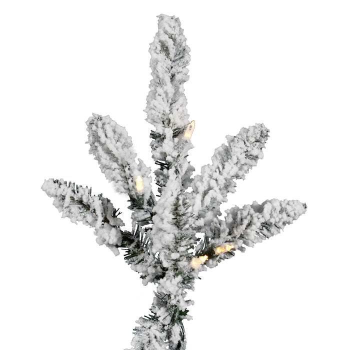 6'6"Hx59"W Flocked Utica Fir Artificial Christmas Tree, LED Pre-Lit -White/Green - A895166LED