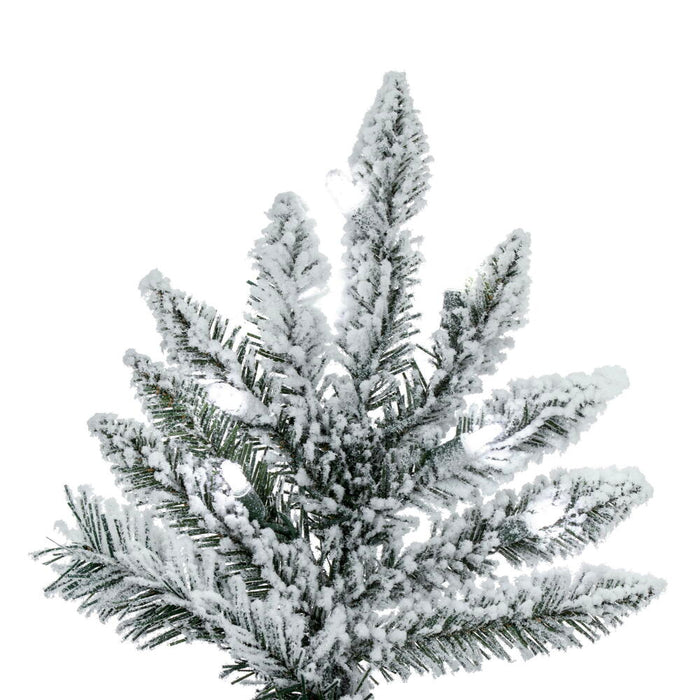 7'6"Hx65"W Flocked Utica Fir Artificial Christmas Tree, LED Pre-Lit -White/Green - A895176LED