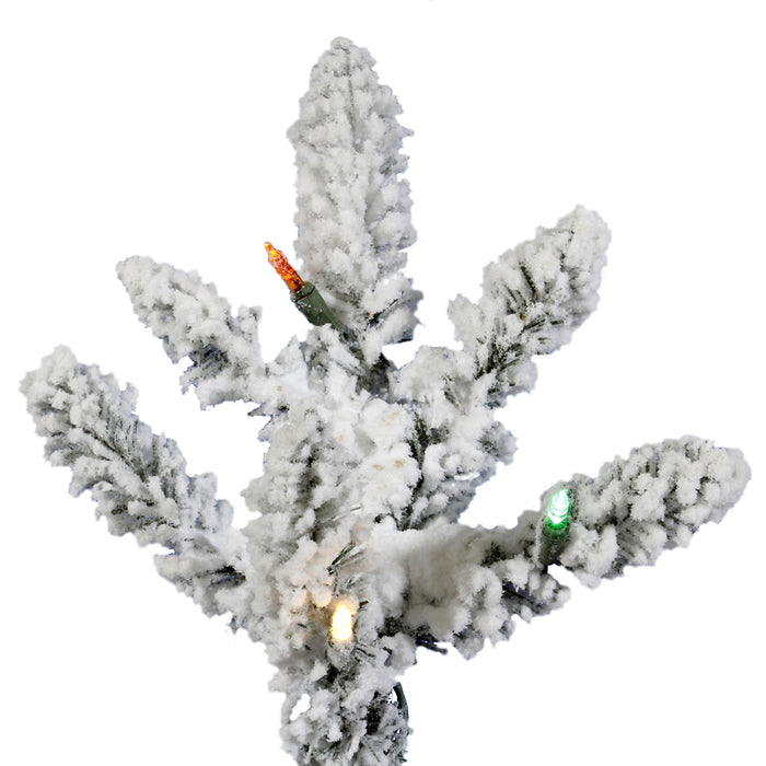 9'Hx72"W Flocked Utica Fir Artificial Christmas Tree, LED Pre-Lit -White/Green - A895181LED