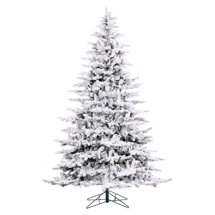 9'Hx72"W Flocked Utica Fir Artificial Christmas Tree, Unlit -White/Green - A895180