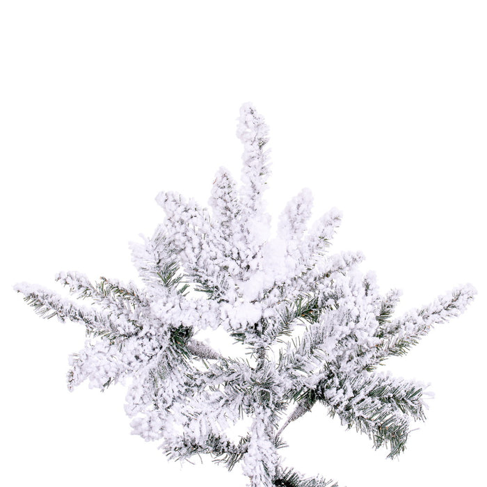 9'Hx72"W Flocked Utica Fir Artificial Christmas Tree, Unlit -White/Green - A895180