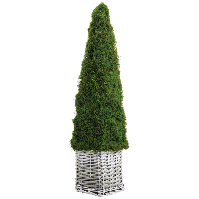 26" Moss Pyramid-Shaped Artificial Topiary w/Basket -Green (Pack of 4) - AA0004-GR