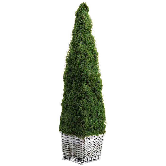 35" Moss Pyramid-Shaped Artificial Topiary w/Basket -Green (Pack of 3) - AA0005-GR