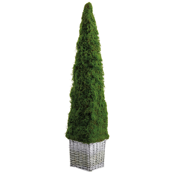 44" Moss Pyramid-Shaped Artificial Topiary w/Basket -Green (Pack of 3) - AA0006-GR