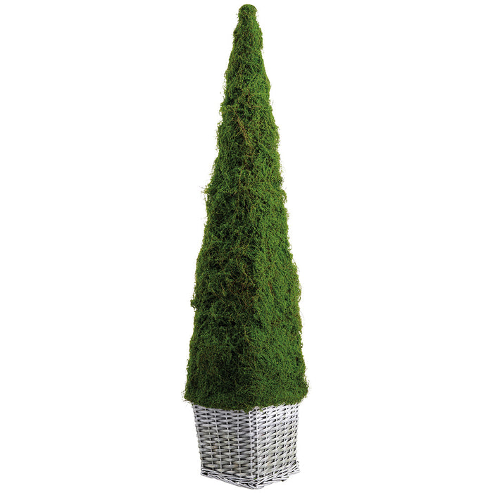 50" Moss Pyramid-Shaped Artificial Topiary w/Basket -Green (Pack of 2) - AA0007-GR
