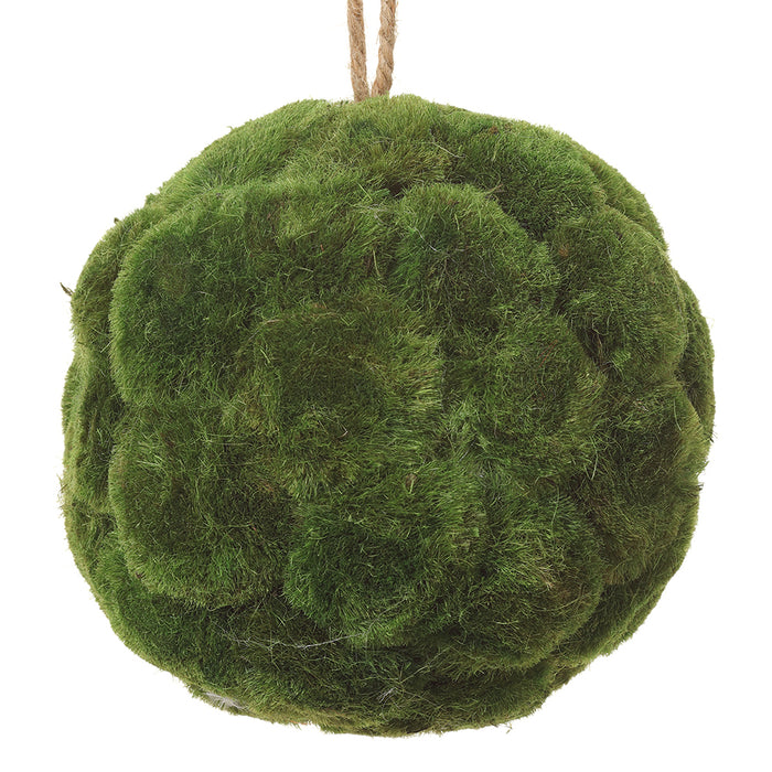 5" Hanging Moss Ball-Shaped Artificial Topiary -Green (pack of 6) - AA0619-GR