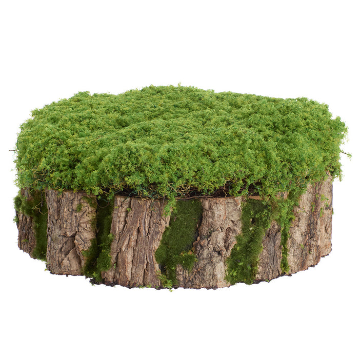 13" Round Moss Stump Artificial Topiary -Green (Pack of 3) - AA1206-GR