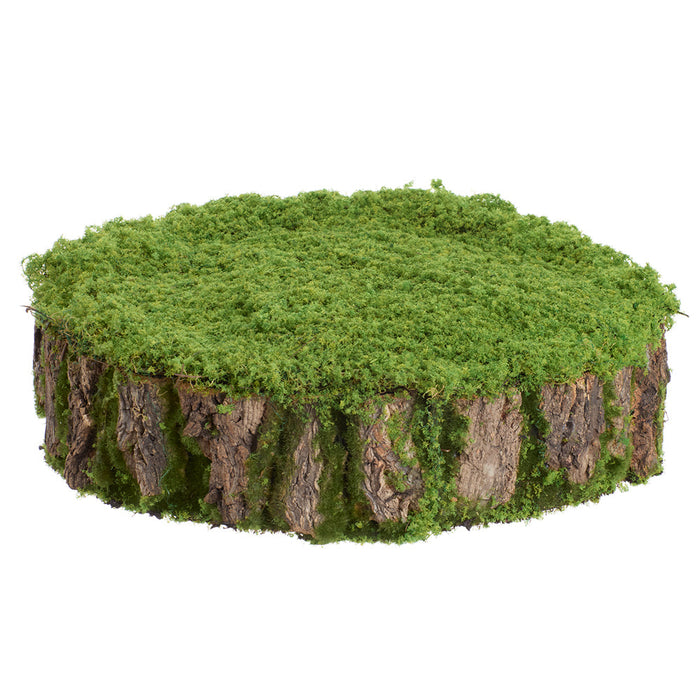 17" Round Moss Stump Artificial Topiary -Green (Pack of 2) - AA1208-GR