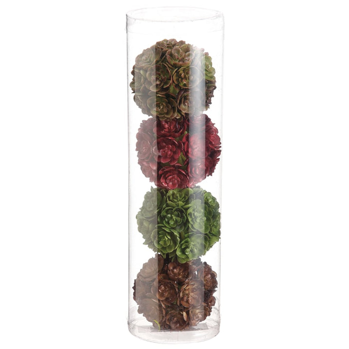 2" Boxed Sedum Ball-Shaped Artificial Topiary -Mixed Colors (pack of 12) - AA1897-MX