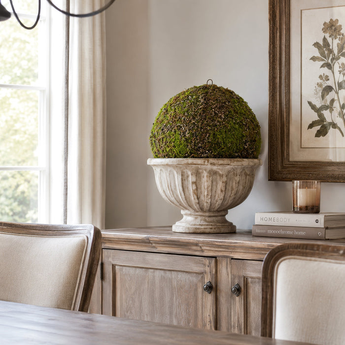 18" Moss & Lichen Ball-Shaped Artificial Topiary -Green/Brown (Pack of 2) - AA4654-GR/BR