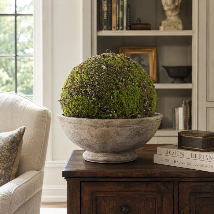 18" Moss & Lichen Ball-Shaped Artificial Topiary -Green/Brown (Pack of 2) - AA4654-GR/BR