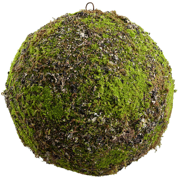 18" Moss & Lichen Ball-Shaped Artificial Topiary -Green/Brown (Pack of 2) - AA4654-GR/BR