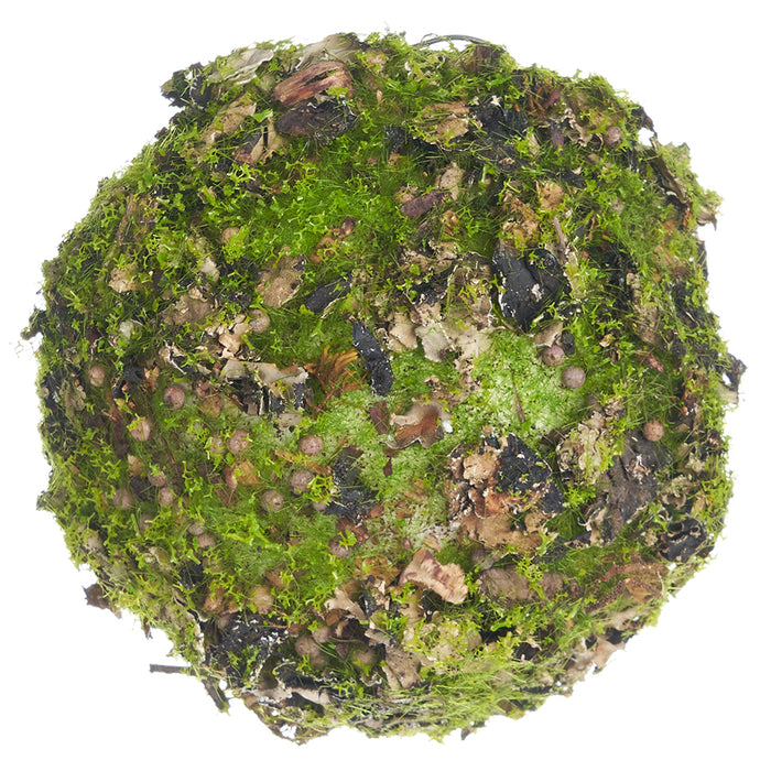 3" Moss & Lichen Ball-Shaped Artificial Topiary -Green/Brown (pack of 12) - AA6053-GR/BR