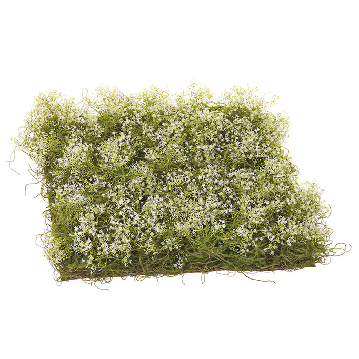 20"x20" Moss & Gypsophila Flower Artificial Mat -Green/White (pack of 2) - AA6060-GR/WH