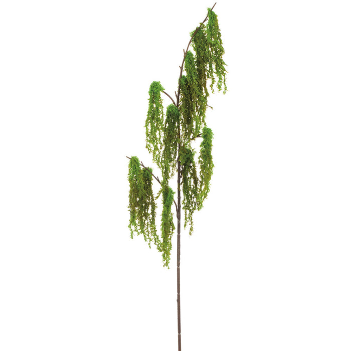 35" Hanging Moss Covered Twig Artificial Stem -Green (Pack of 12) - AAM088-GR