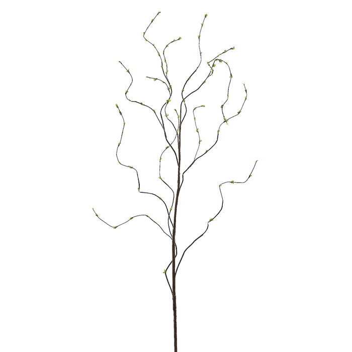 50" Artificial Curly Willow Branch w/Mini Leaves Stem -Brown/Green (pack of 12) - AAP170-BR/GR