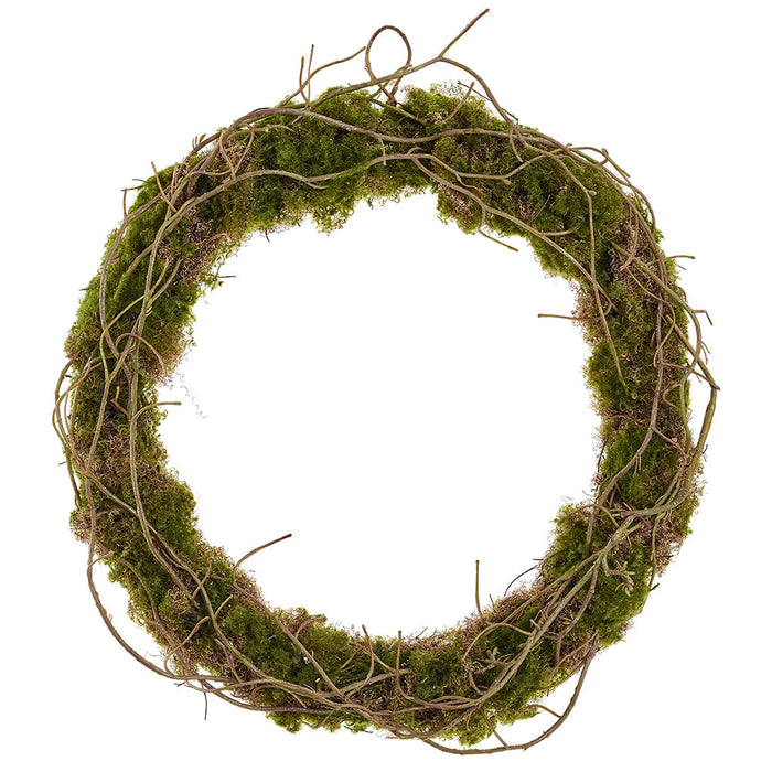 22" Artificial Moss Wreath -Green (Pack of 4) - AAW268-GR