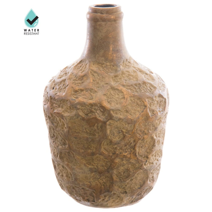 15.9"Hx10.6"W Cement Bottle Pot -Antique Gold - ACE715-GO/AT