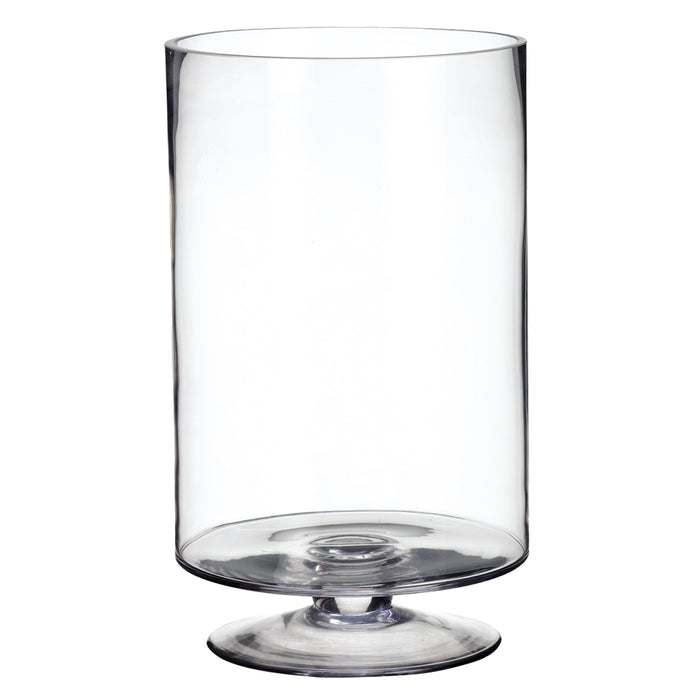 13.25"Hx8"W Footed Cylinder Glass Vase -Clear (pack of 2) - ACG574-CW