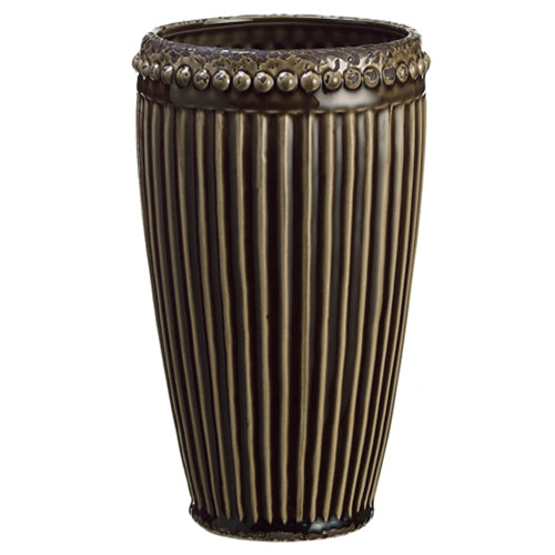 9.8"Hx5.9"W Ceramic Bullet Fluted Vase -Taupe (pack of 4) - ACR178-TU
