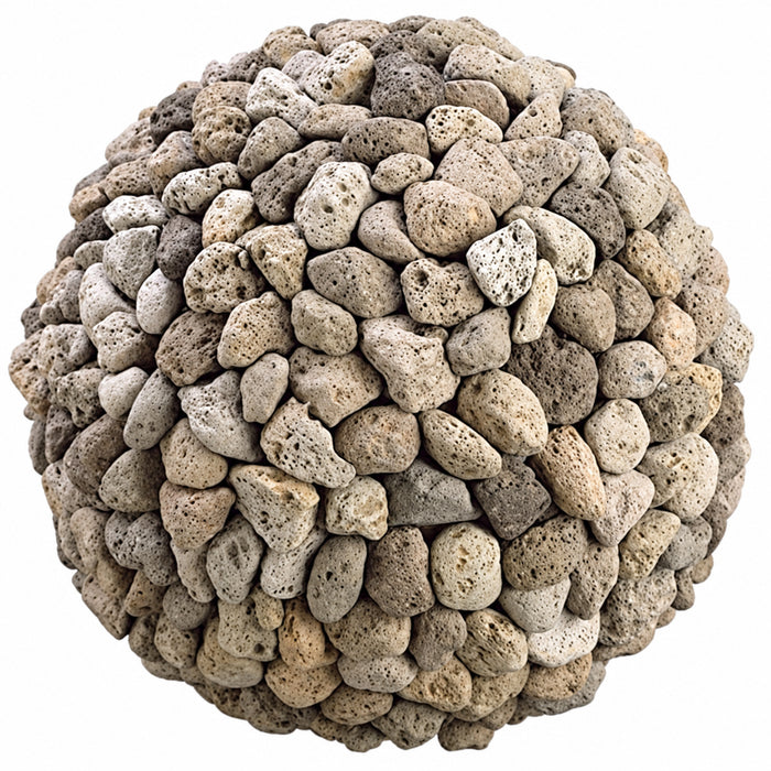 12" Rock Ball-Shaped Artificial Topiary -Tan/Gray - AD0082-TN/GY