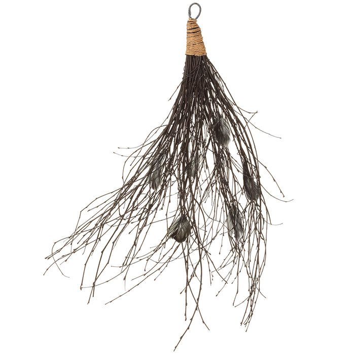 25.5" Artificial Twig & Feather Door Swag -Black (Pack of 6) - AFA520-BK