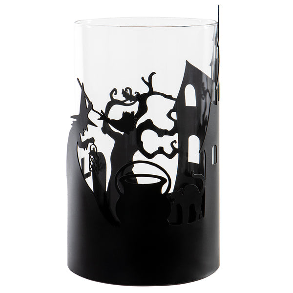 8.75" Witch Candleholder With Glass -Black (Pack of 6) - AFC160-BK