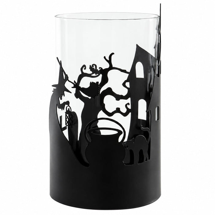8.75" Witch Candleholder With Glass -Black (Pack of 6) - AFC160-BK