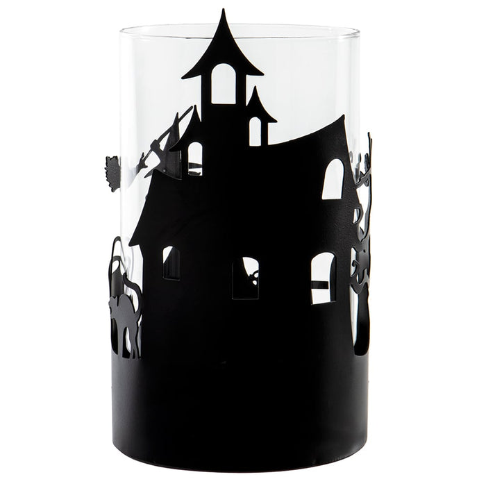 8.75" Witch Candleholder With Glass -Black (Pack of 6) - AFC160-BK