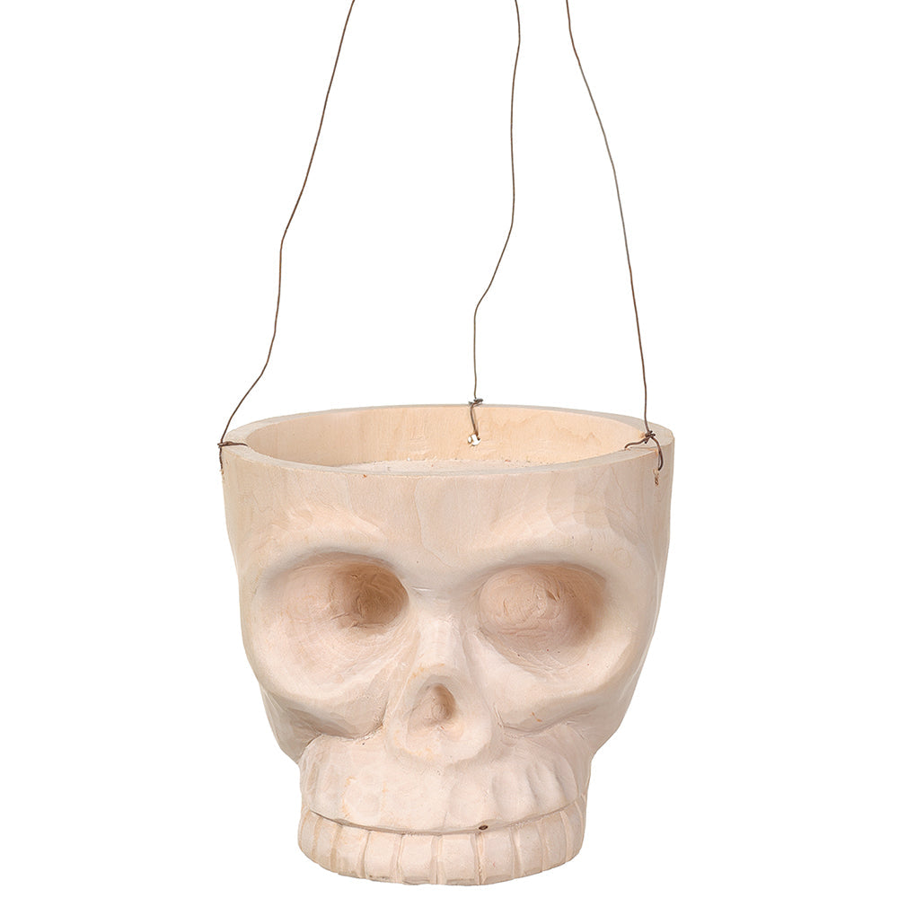 skull hanging planter 5" Skull Hanging Candleholder Beige Green