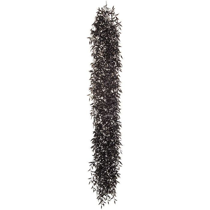 6' Glittered Artificial Eucalyptus Leaf Garland -Black (Pack of 2) - AFG419-BK