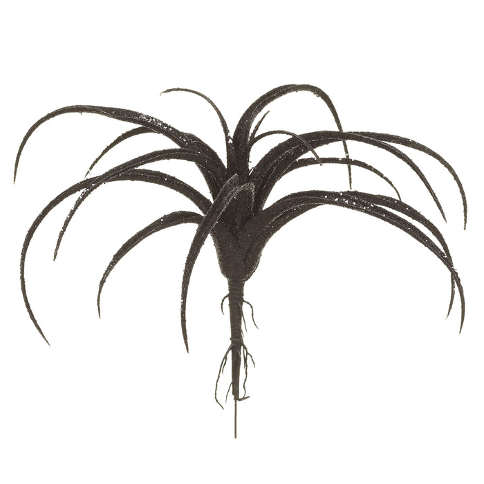 8.5" Glittered Artificial Tillandsia Stem Pick -Black (Pack of 12) - AFK577-BK