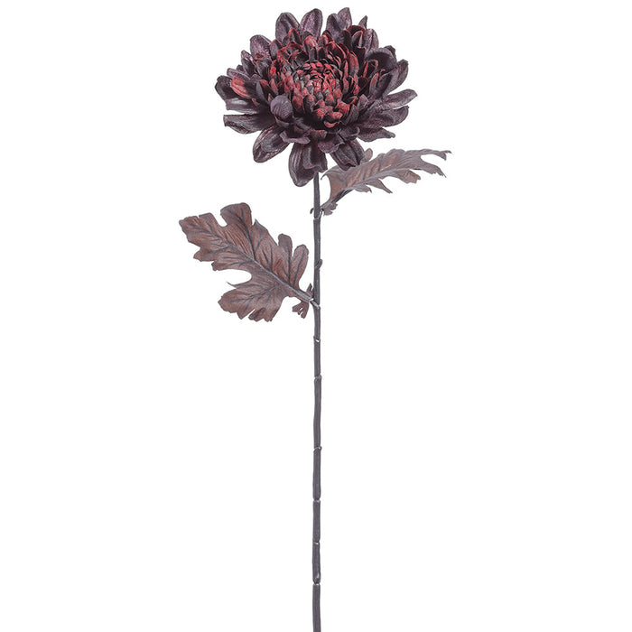 26" Silk Chrysanthemum Flower Stem -Black/Plum (Pack of 12) - AFS164-BK/PL