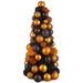 18" Cone-Shaped Plastic Ball & Pompon Topiary -Black/Orange (Pack of 2) - AFS207-BK/OR