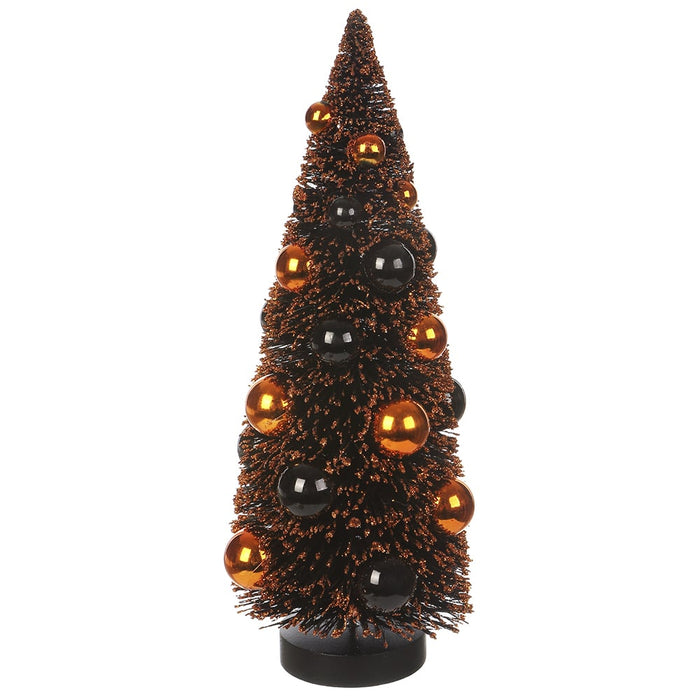 12" Ornament Ball Tinsel Tree -Orange/Black (Pack of 4) - AFT120-OR/BK