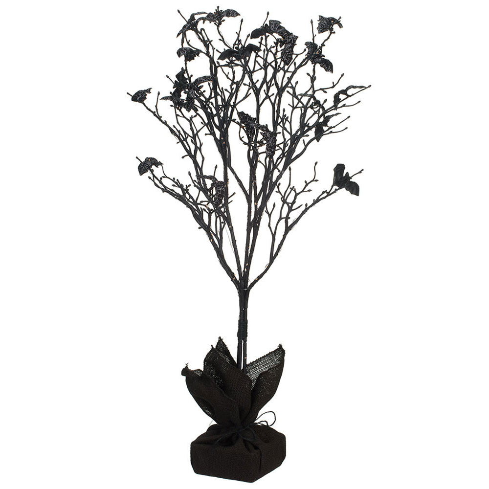 31" Battery Operated Glittered Bat LED-Lighted Twig Tree w/Base -Black (pack of 2) - AFT201-BK