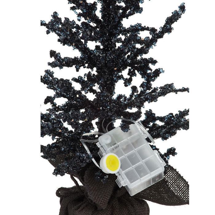 18" Battery Operated Beaded Halloween LED-Lighted Tree w/Base -Black (pack of 2) - AFT205-BK