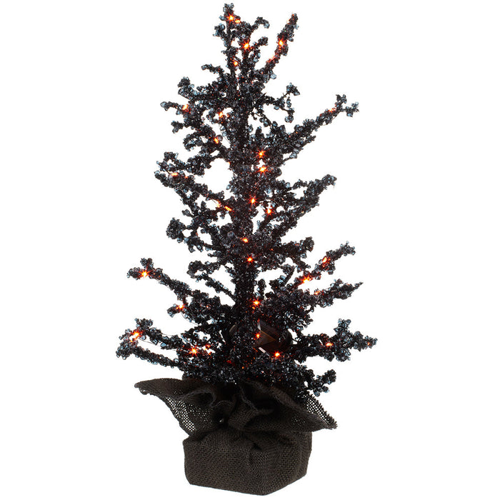 18" Battery Operated Beaded Halloween LED-Lighted Tree w/Base -Black (pack of 2) - AFT205-BK