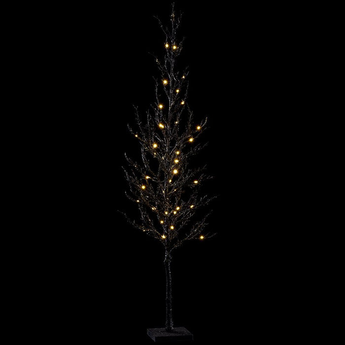 40" Glittered Halloween Twig Tree w/Stand, LED Pre-Lit -Black (Pack of 4) - AFT337-BK