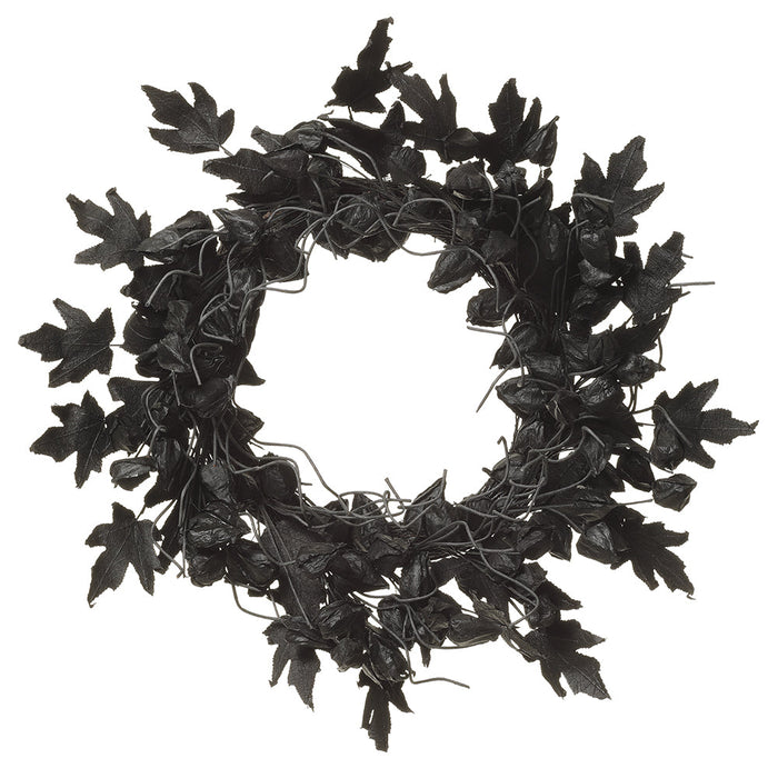 28" Artificial Halloween Chinese Lantern & Leaf Wreath -Black (Pack of 2) - AFW001-BK