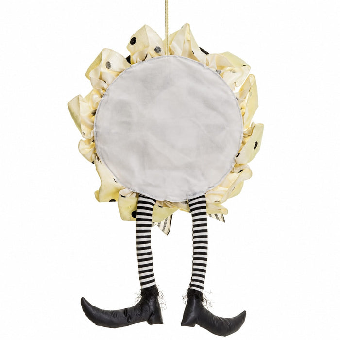 32" Witch's Legs Burlap Halloween Wreath -Black/Beige (Pack of 2) - AFW090-BK/BE