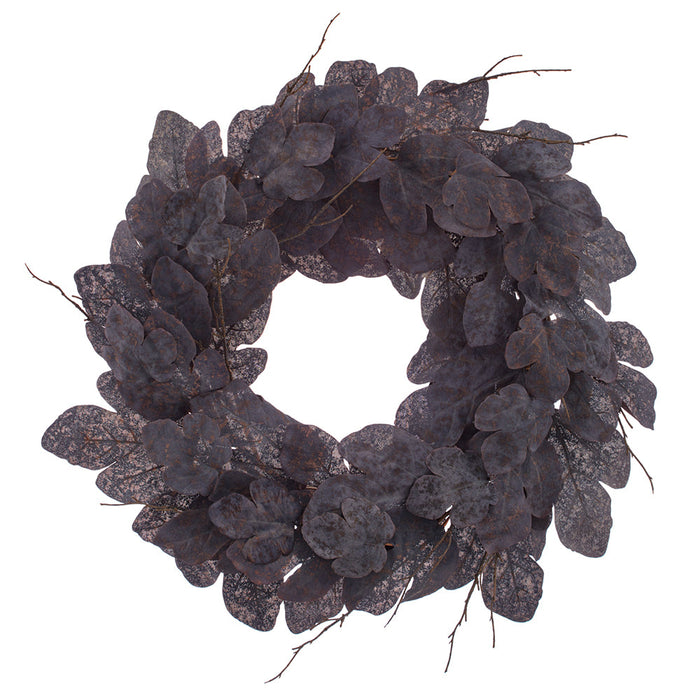 28" Artificial Fig Leaf Wreath -Black (Pack of 2) - AFW326-BK
