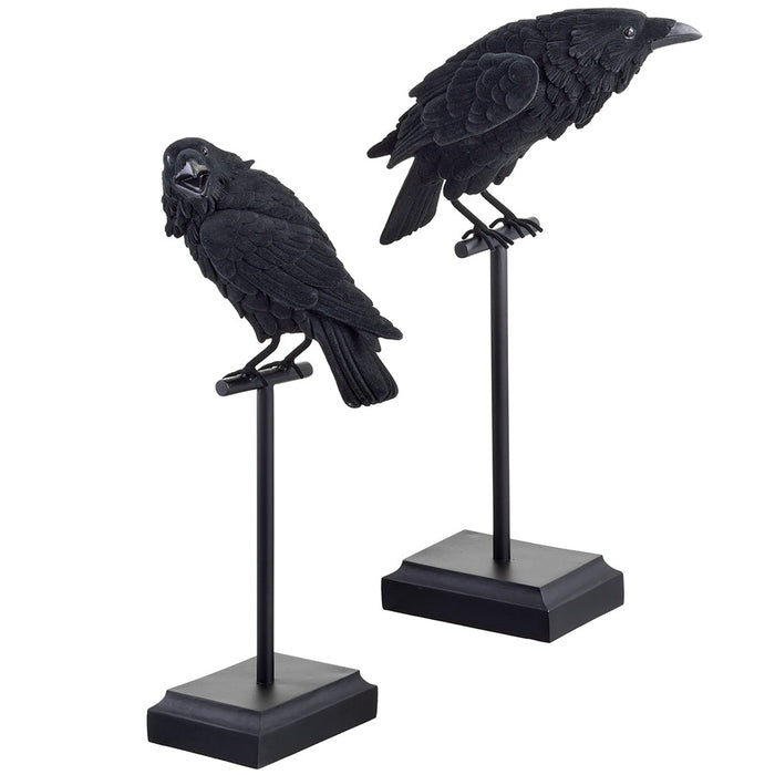 18" Set Of Halloween Tabletop Crows -Black - AFZ061-BK