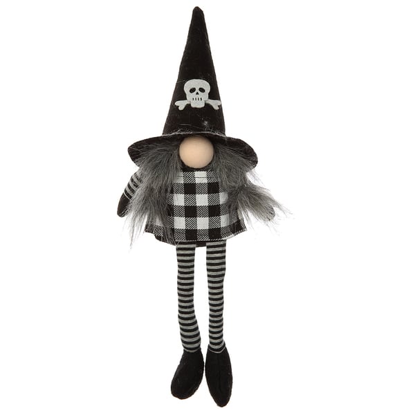14.5" Battery Operated Halloween Sitting Gnome With Light -Black/White (Pack of 12) - AFZ114-BK/WH