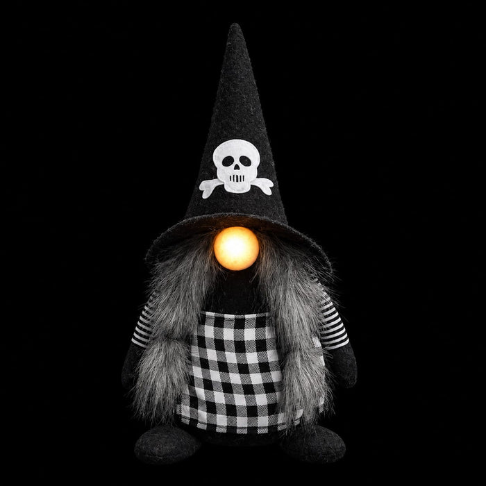 23.25" Battery Operated Halloween Gnome With Light -Black/White (Pack of 6) - AFZ115-BK/WH